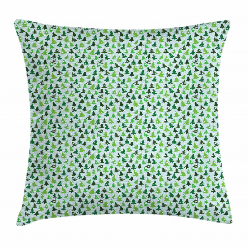Green Silhouettes Pillow Cover