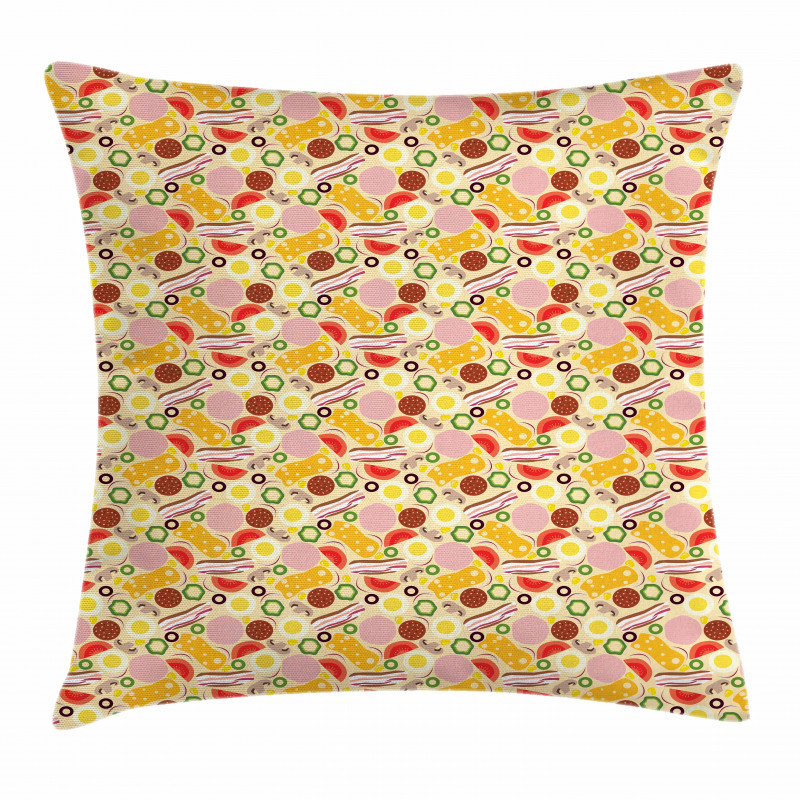 Graphic Pizza Toppings Pillow Cover