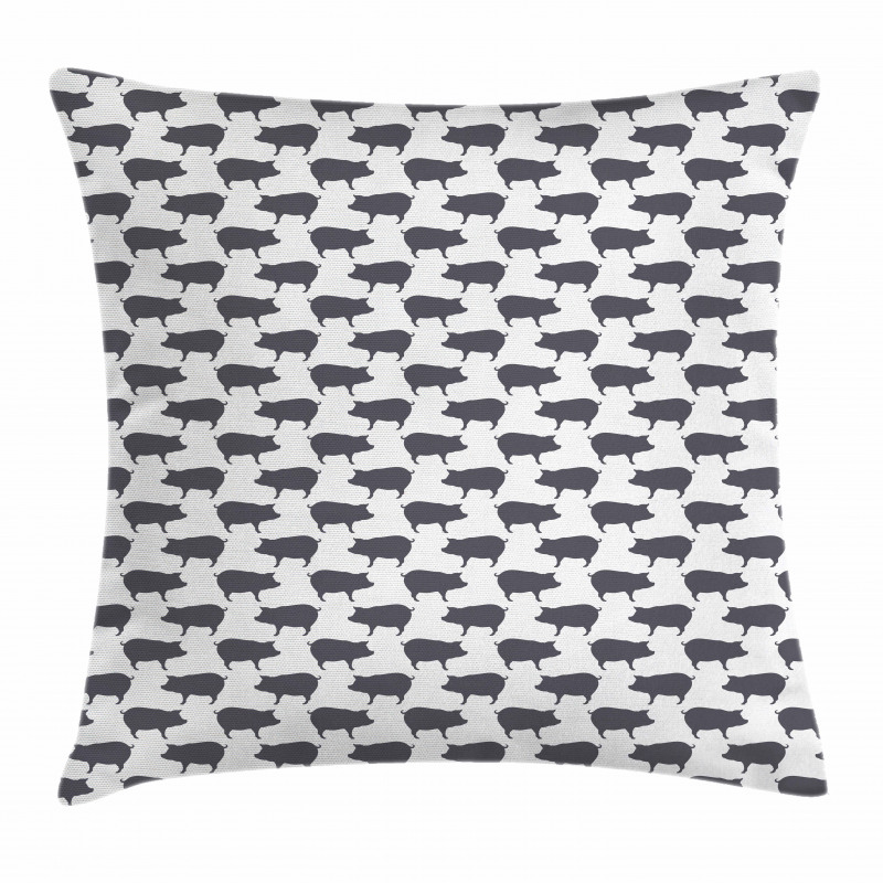 Domestic Pig Silhouettes Pillow Cover