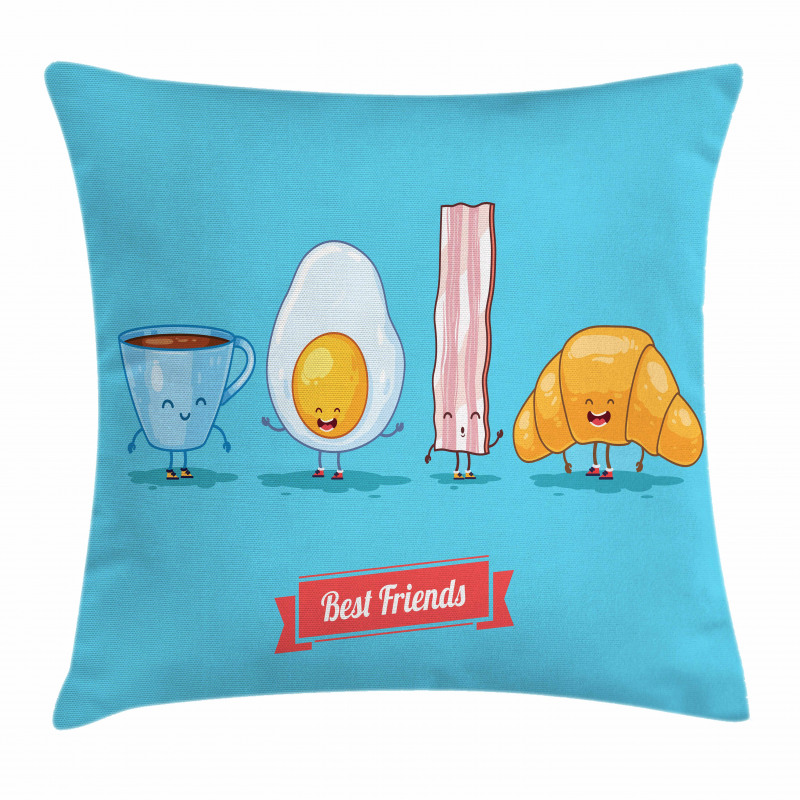Comic Breakfast Friends Pillow Cover
