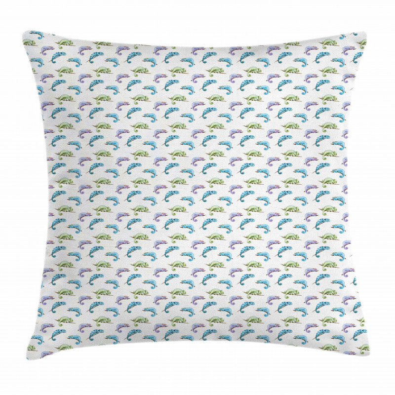 Watercolor Chameleon Pillow Cover