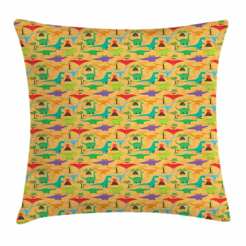 Dino Plants Volcano Pillow Cover