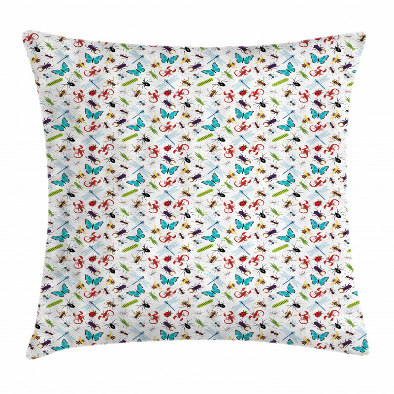 Colorful Insects Bugs Pillow Cover