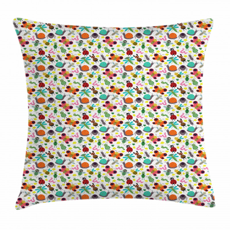 Colorful Summer Insects Pillow Cover
