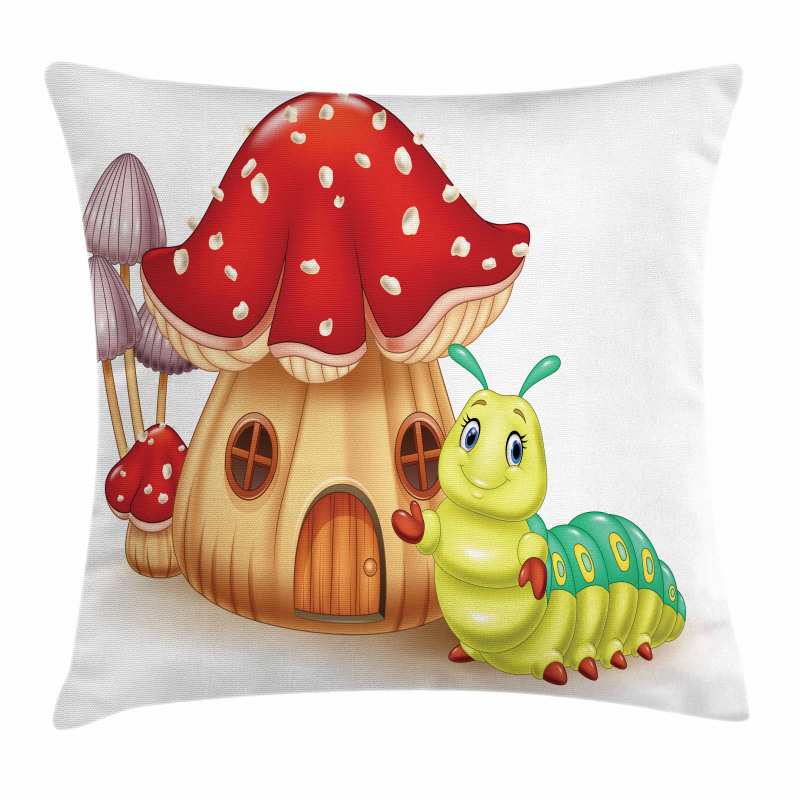 Mushroom House Bug Pillow Cover