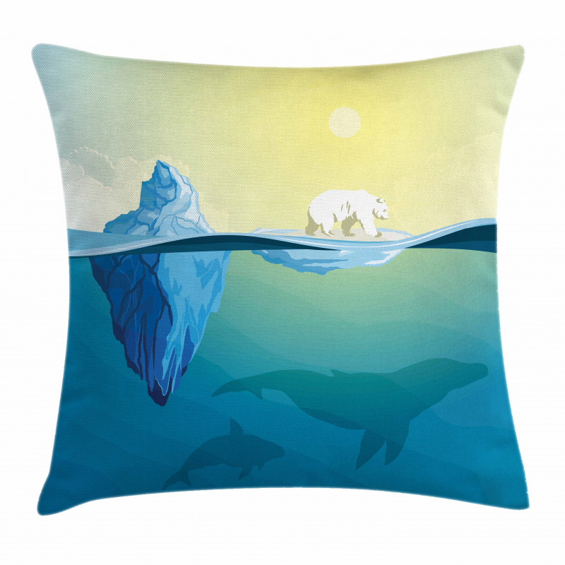 Ice Melting in Ocean Pillow Cover