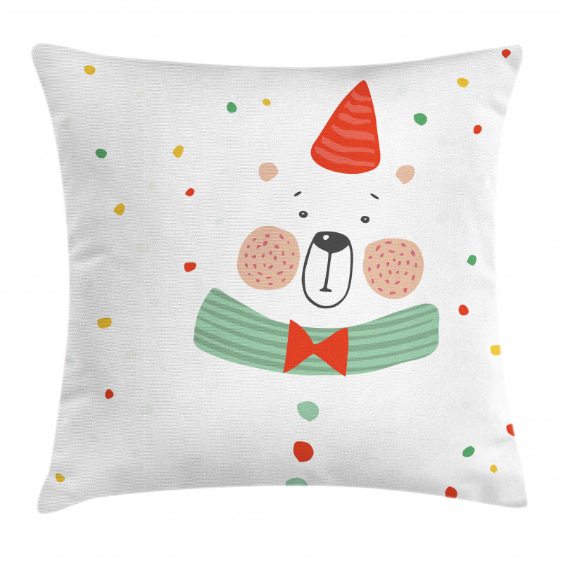 Xmas Bear Party Hat Pillow Cover