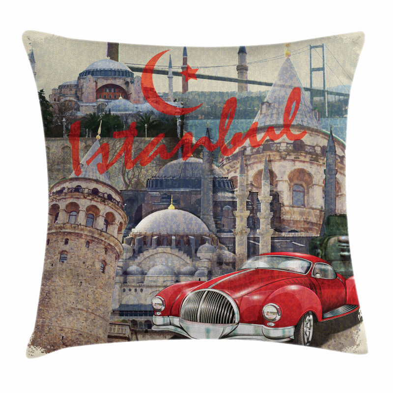 Vintage Collage Car Pillow Cover