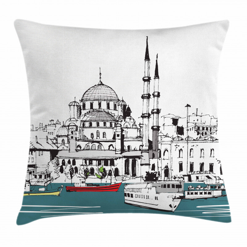 Coastal Town Harbor Pillow Cover