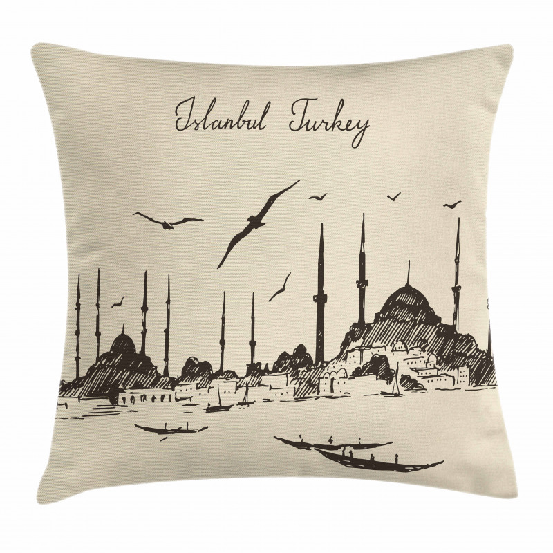 Sketch Skyline Gulls Pillow Cover