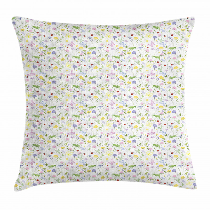 Butterfly and Flowers Pillow Cover