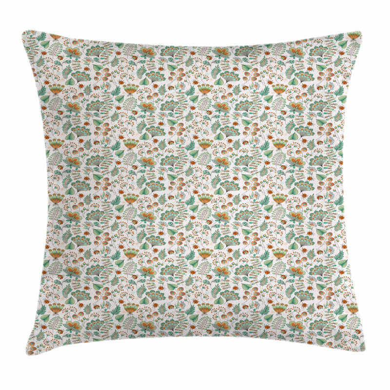 Doodle Botanical Leaves Pillow Cover
