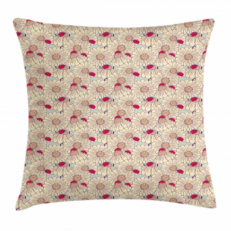 Spring Season Bugs Pillow Cover