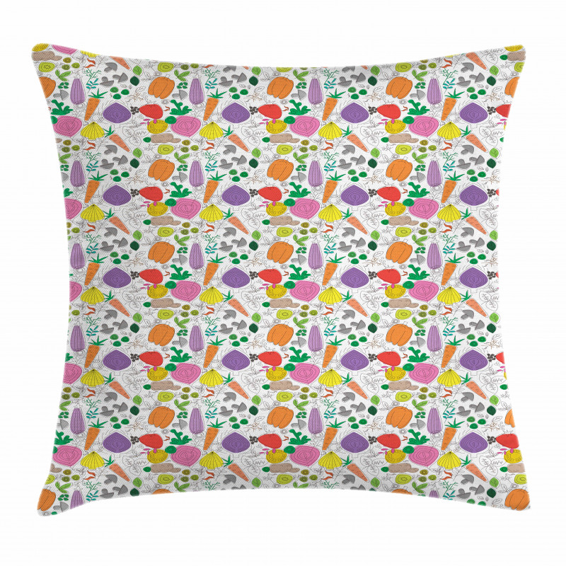 Childish Drawing Food Pillow Cover