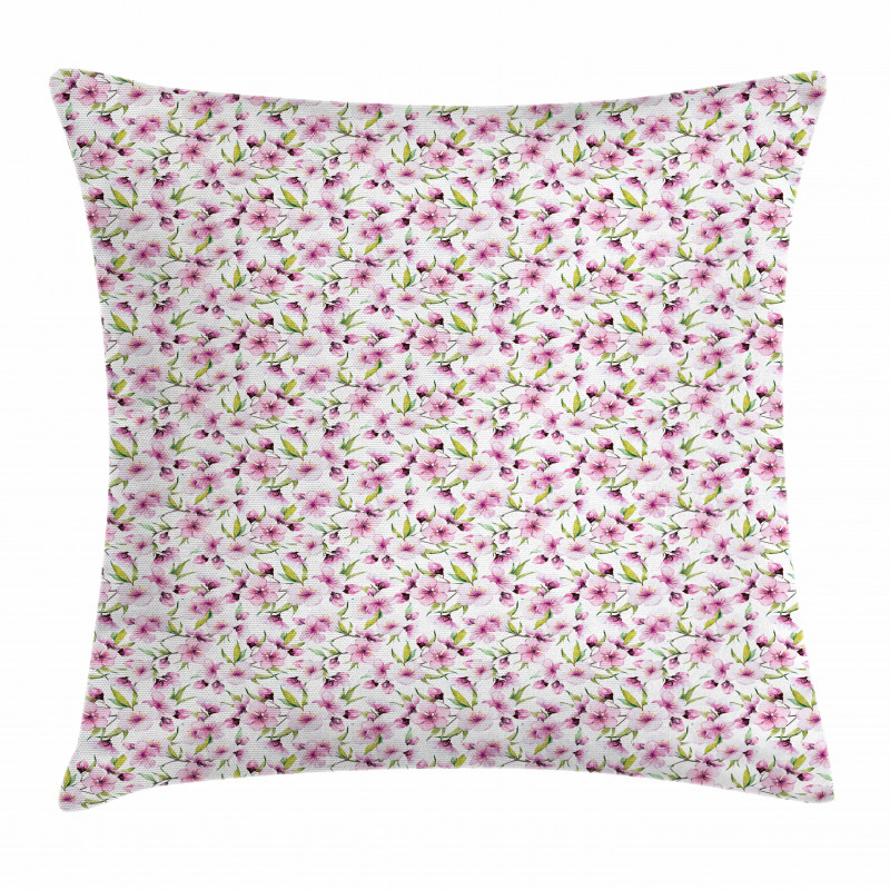 Aquarelle Style Flowers Pillow Cover