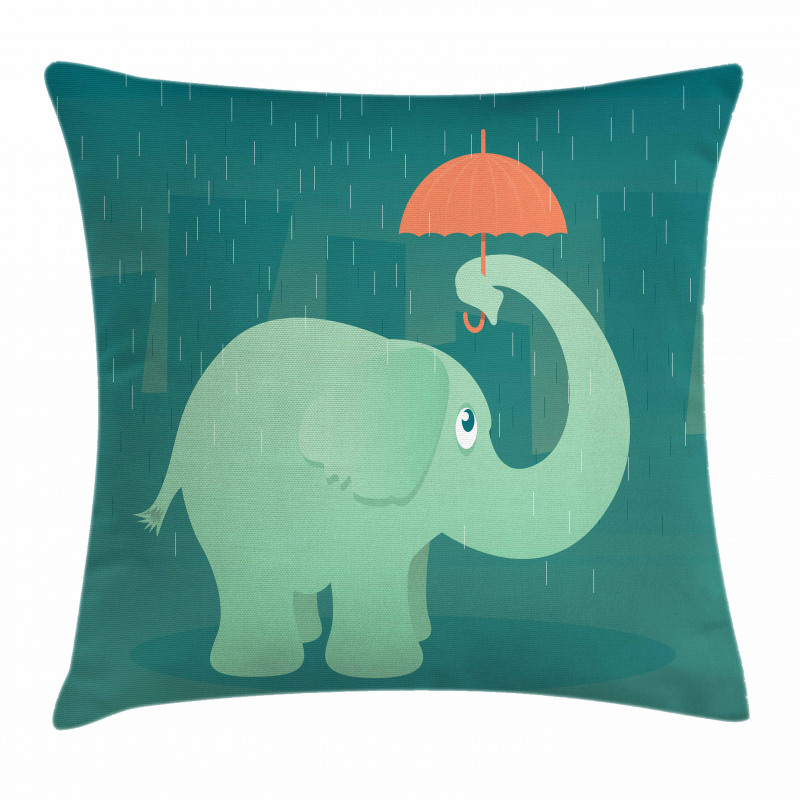 Elephant Holding Umbrella Pillow Cover