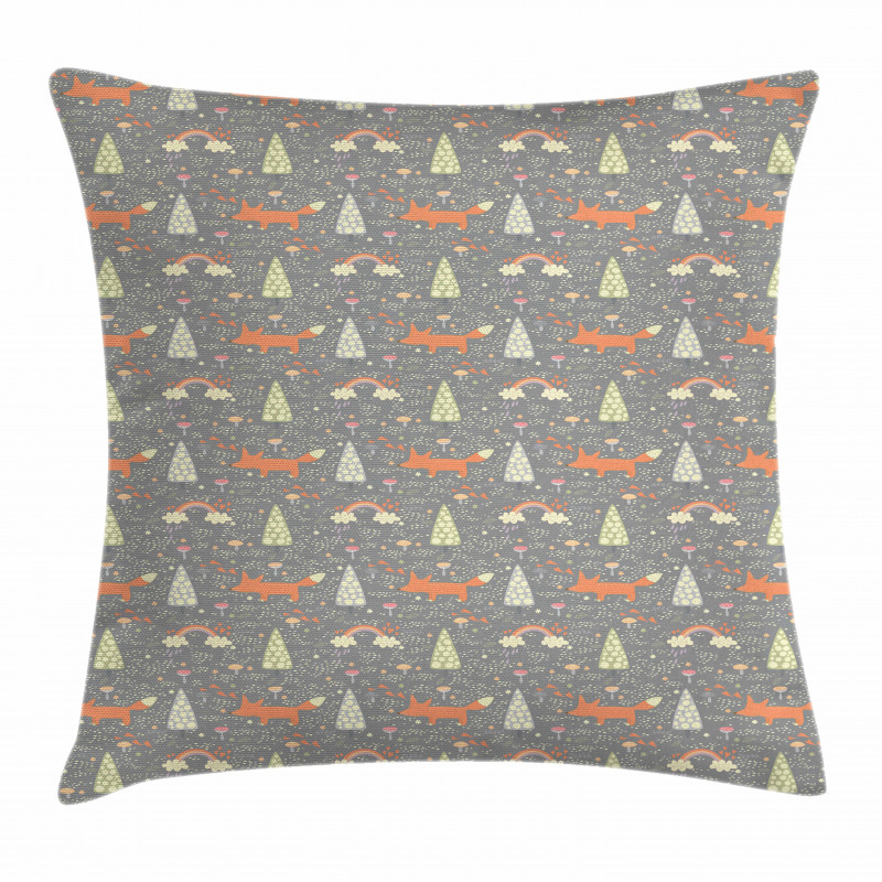 Doodle Wildlife Print Pillow Cover