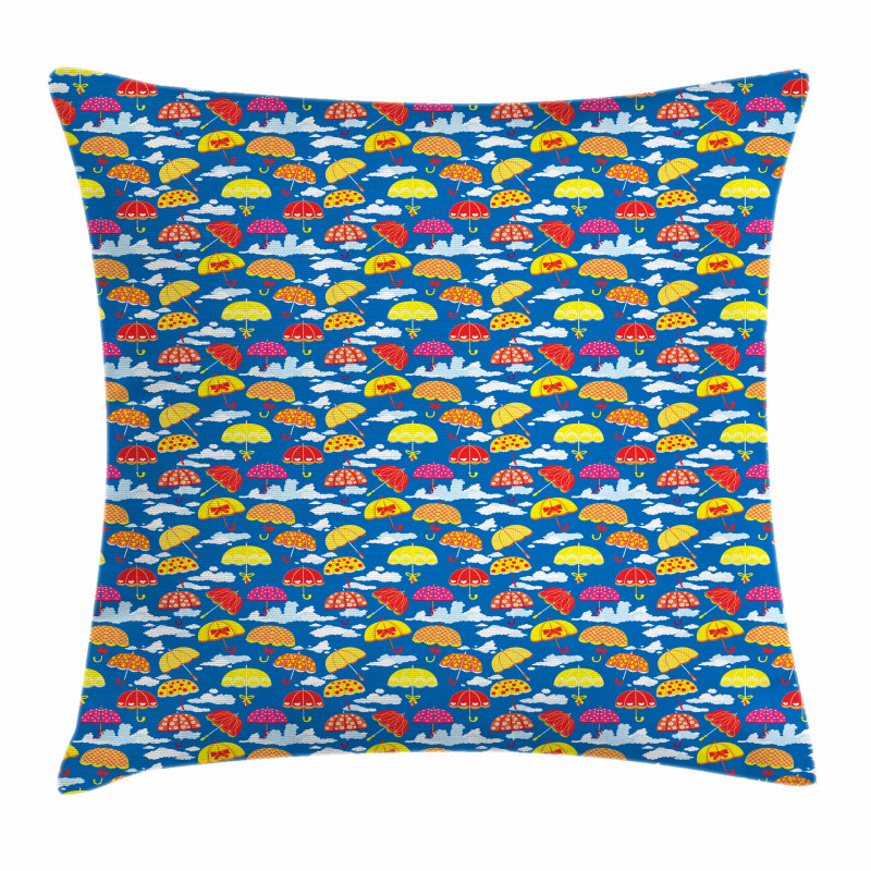 Colorful Umbrellas in Sky Pillow Cover