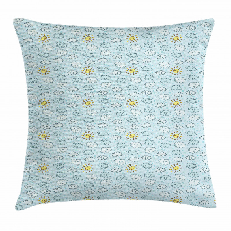 Clouds and Sun Print Pillow Cover