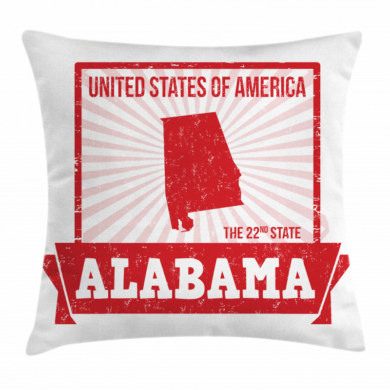 Grungy Theme State Map Pillow Cover