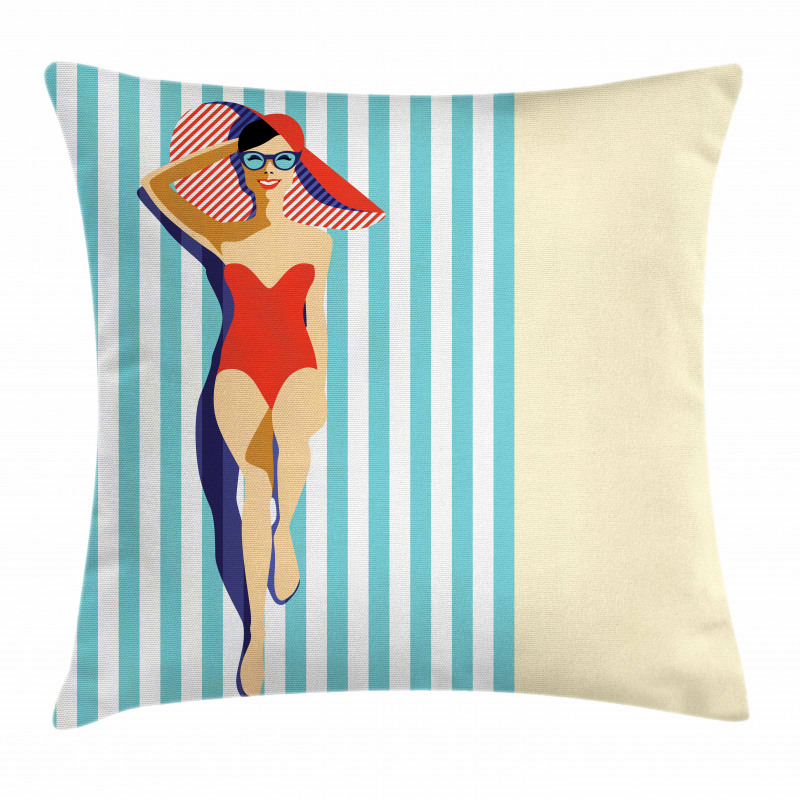 Sunbathing Beach Pillow Cover