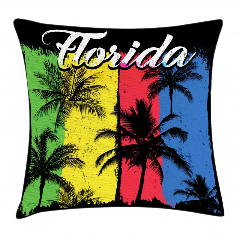 Grunge Palms Colorful Pillow Cover