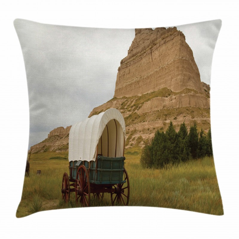 Old Wagon Rural Land Pillow Cover