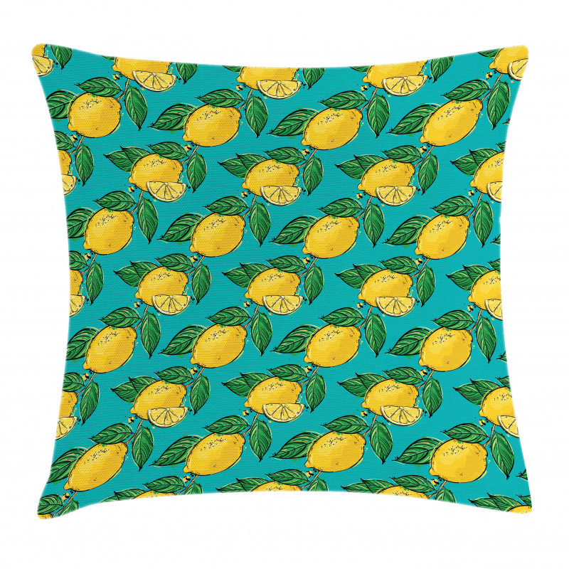 Hand Drawn Style Lemons Pillow Cover