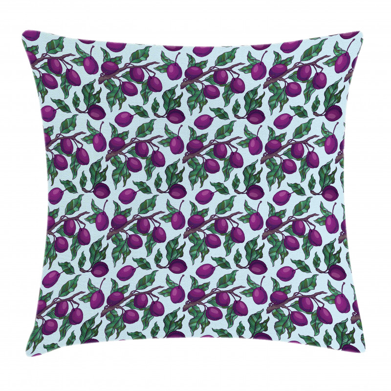 Branches of Plum Fruit Pillow Cover