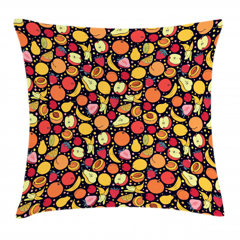 Colorful Fruits and Dots Pillow Cover