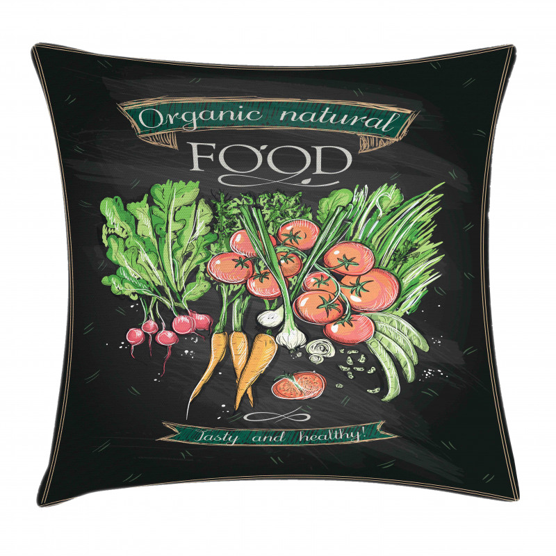 Chalkboard Organic Food Pillow Cover