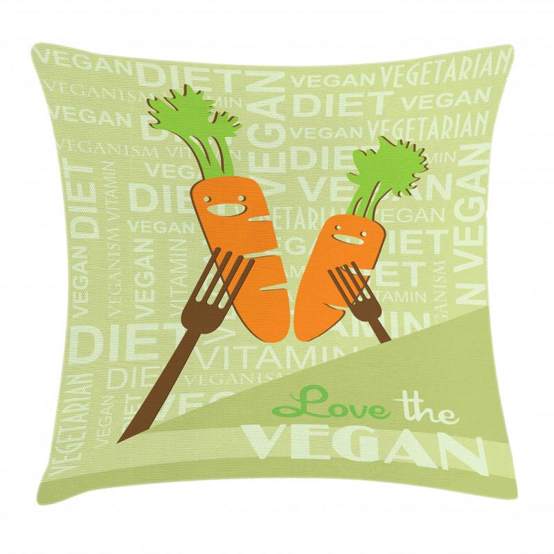 Smiling Carrot Love Vegan Pillow Cover