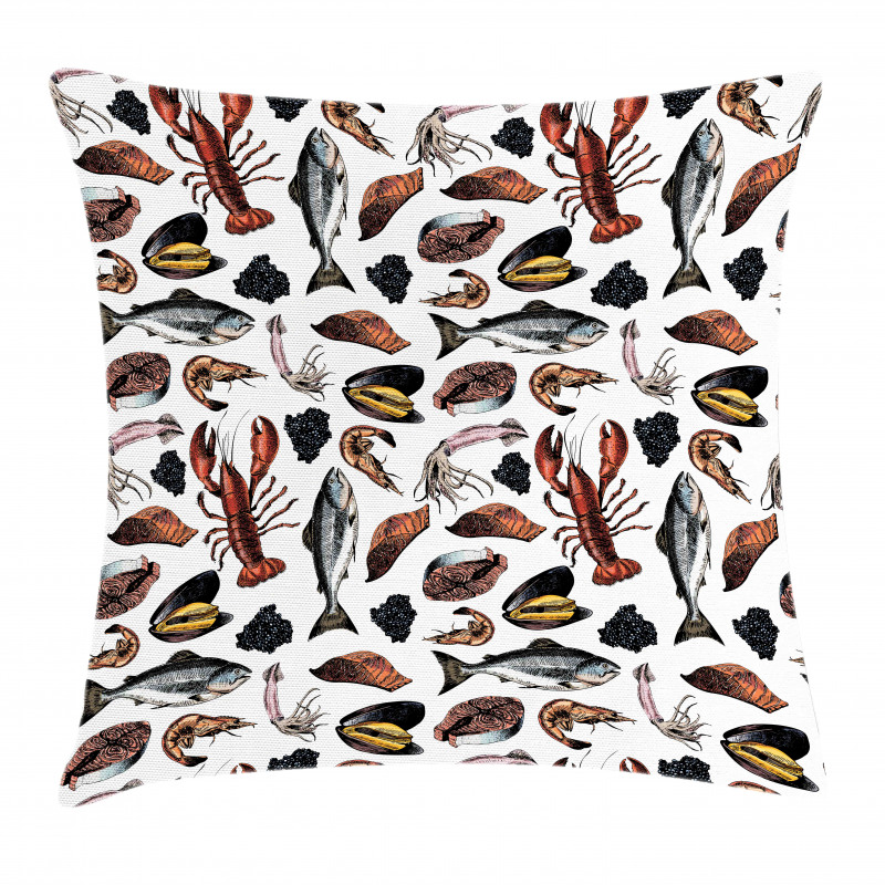 Vintage Seafood Concept Pillow Cover