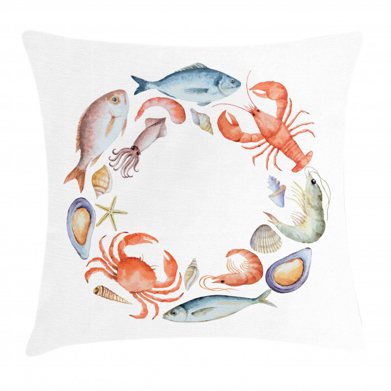 Aquarelle Tasty Seafood Pillow Cover