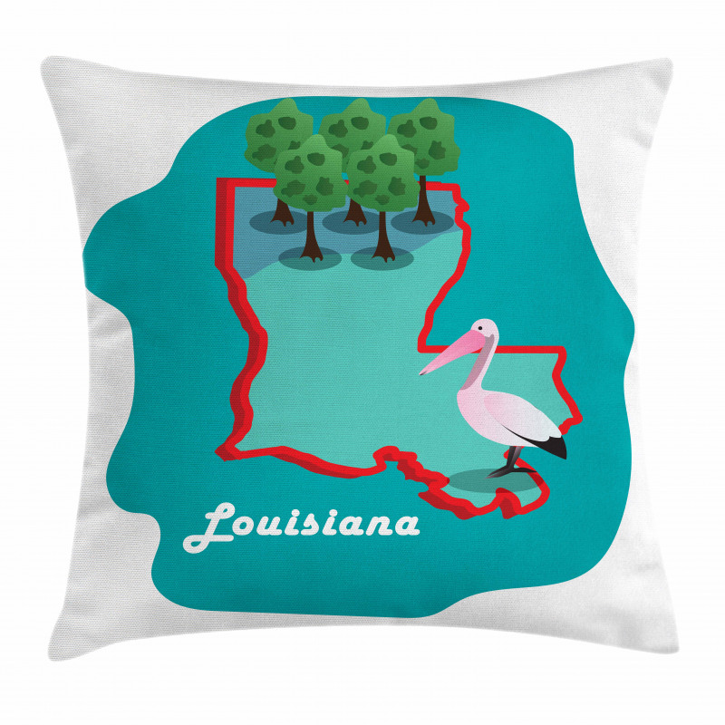 State Map with Bird Pillow Cover