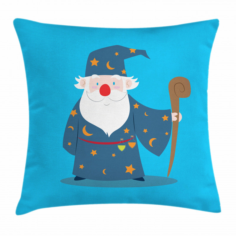 Old Man with Magic Staff Pillow Cover