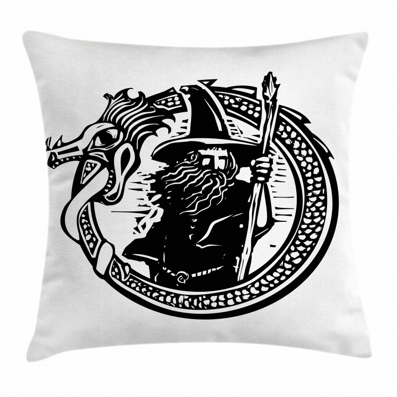 Mage in Dragon Circle Pillow Cover