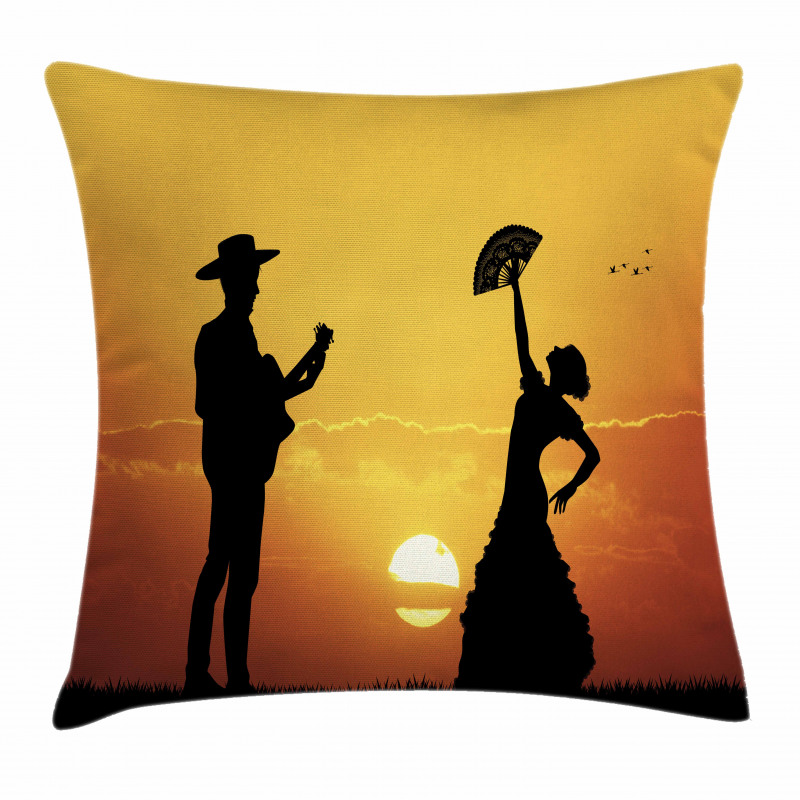 Flamenco Dancer Guitar Pillow Cover