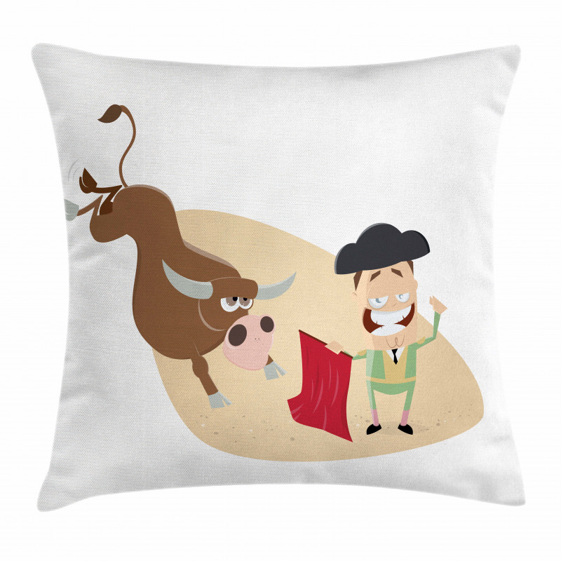 Cartoon Matador Bull Pillow Cover