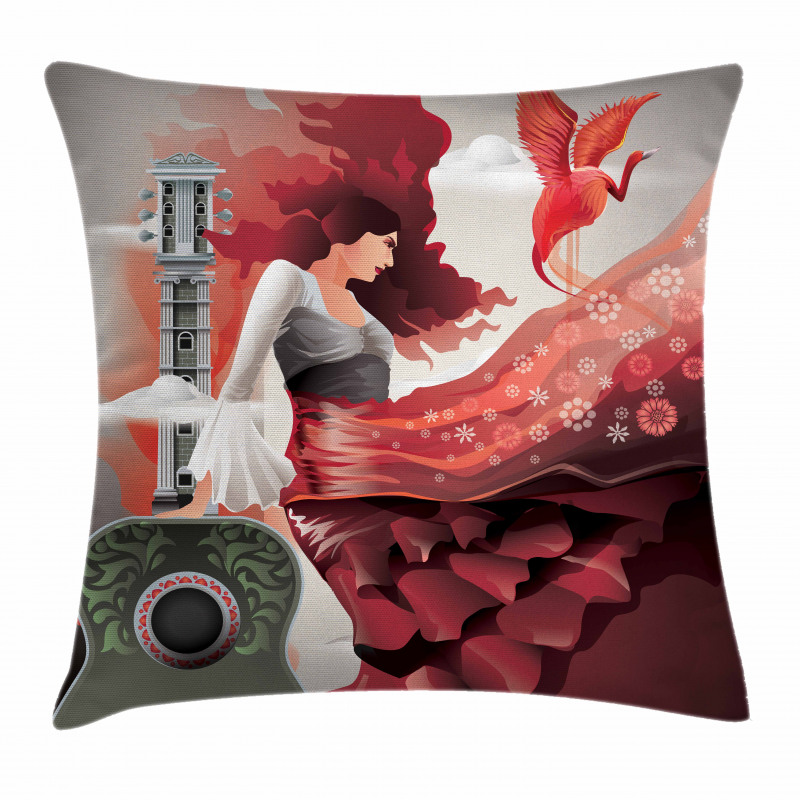 Flamenco Dancer Lady Pillow Cover
