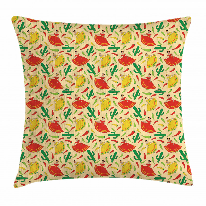 Dancing Mexican Woman Pillow Cover