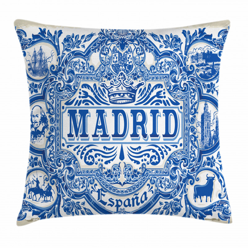 Madrid Calligraphy Tile Pillow Cover