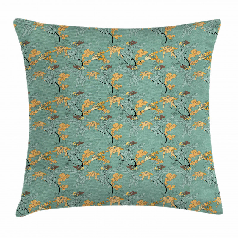 Japanese Motifs Leaves Pillow Cover