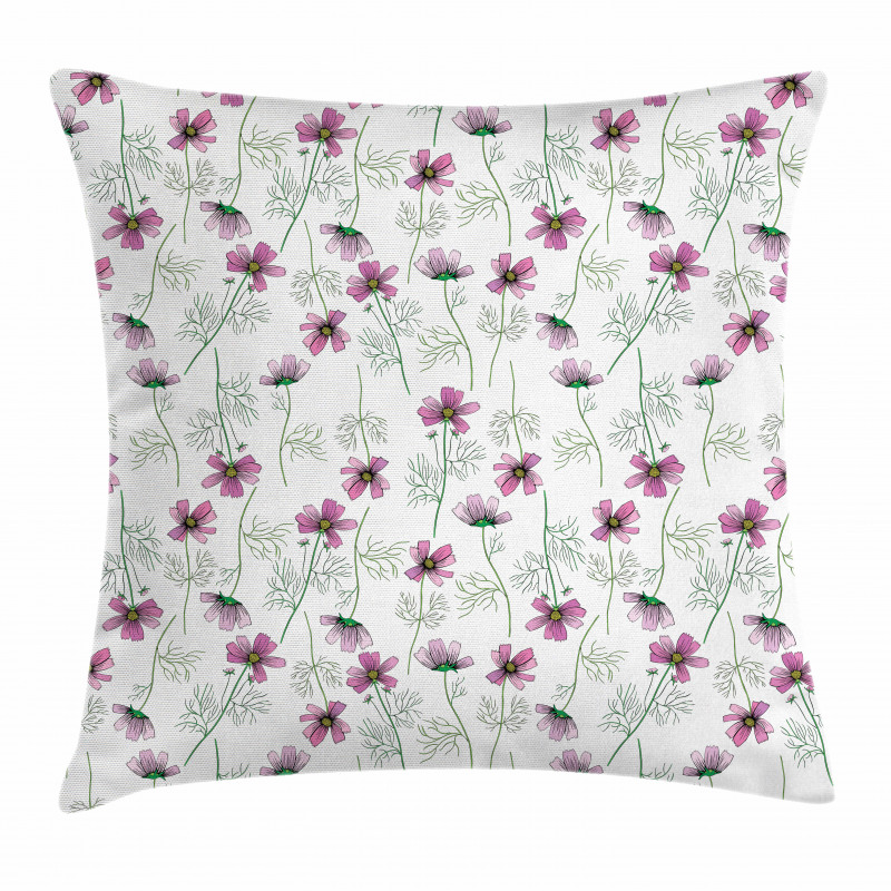 Cosmos Flowers in Pink Pillow Cover