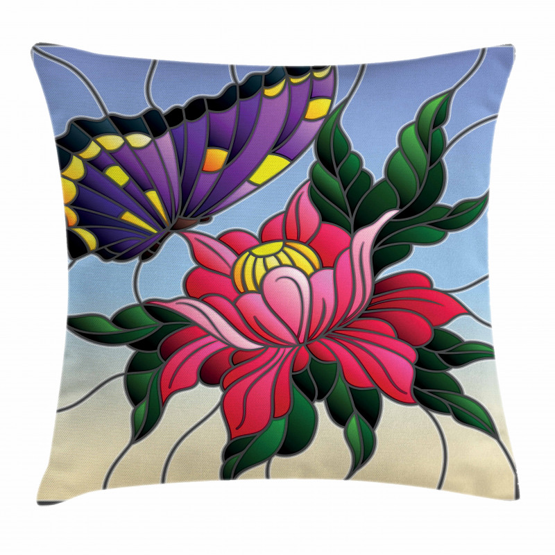 Stained Glass Butterfly Pillow Cover