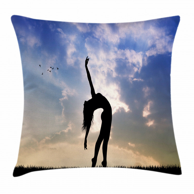 Silhouette Dancing Nature Pillow Cover