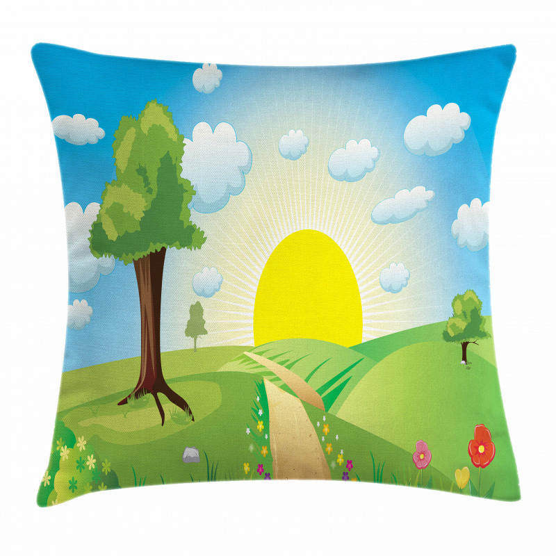 Hills Sunrise Landscape Pillow Cover