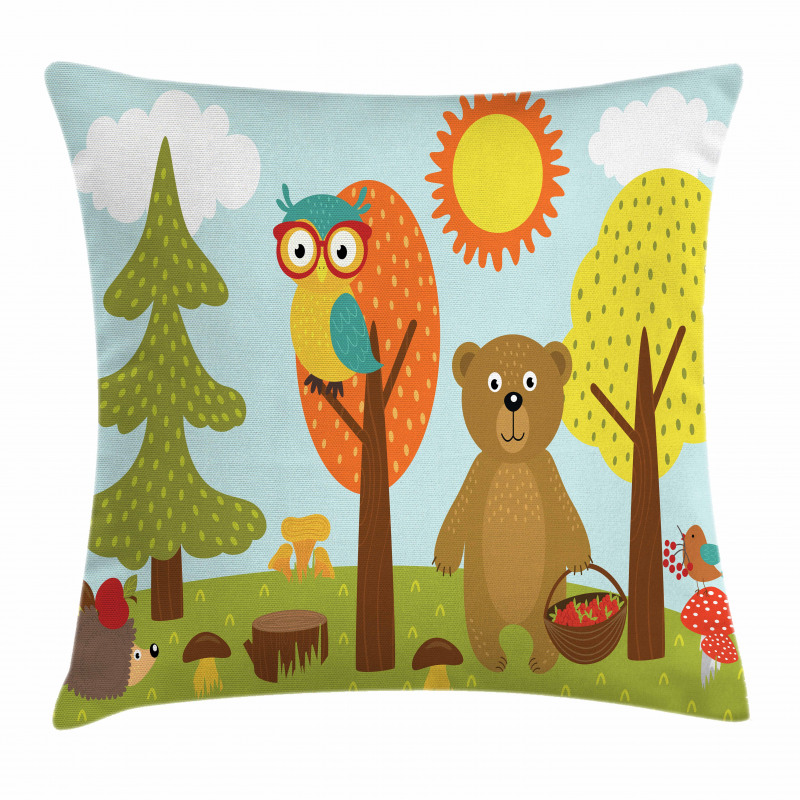 Childish Forest Animals Pillow Cover