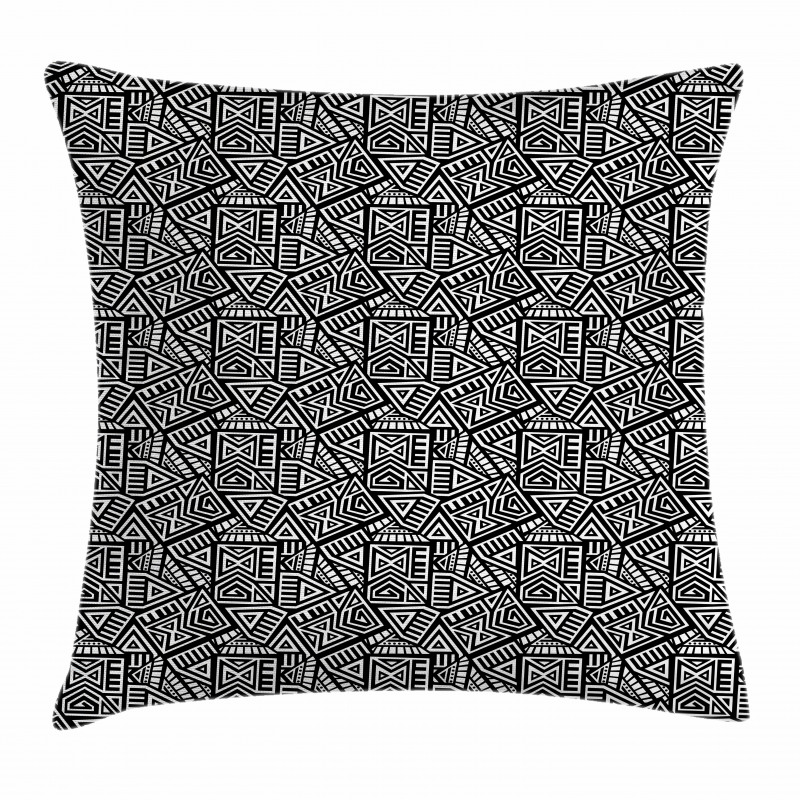 Boho Folk Geometric Maze Pillow Cover