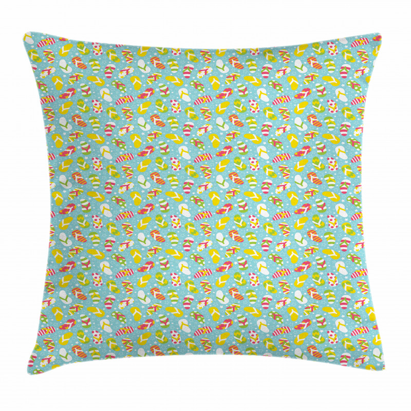 Colorful Flip Flops Pillow Cover